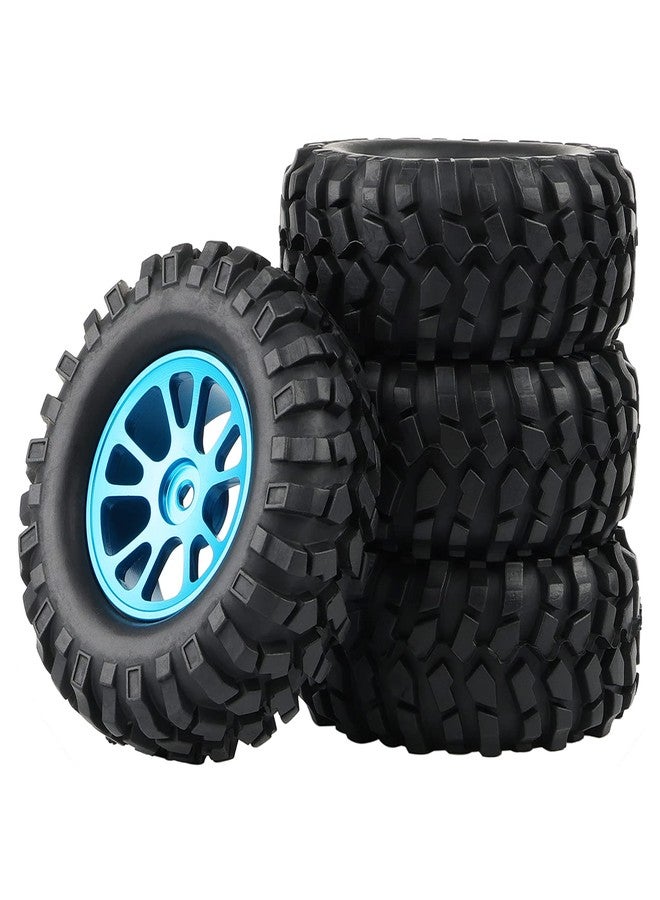 Rowiz Blue Aluminum 12mm Wheel Rim and OD 96mm Crawler Tires with Lock Nuts for 1:10 RC Rock Crawler Truck Tamiya CC01 F350 RC4WD D90 TF2 Gelande II etc, Pack of 4 - Image 2